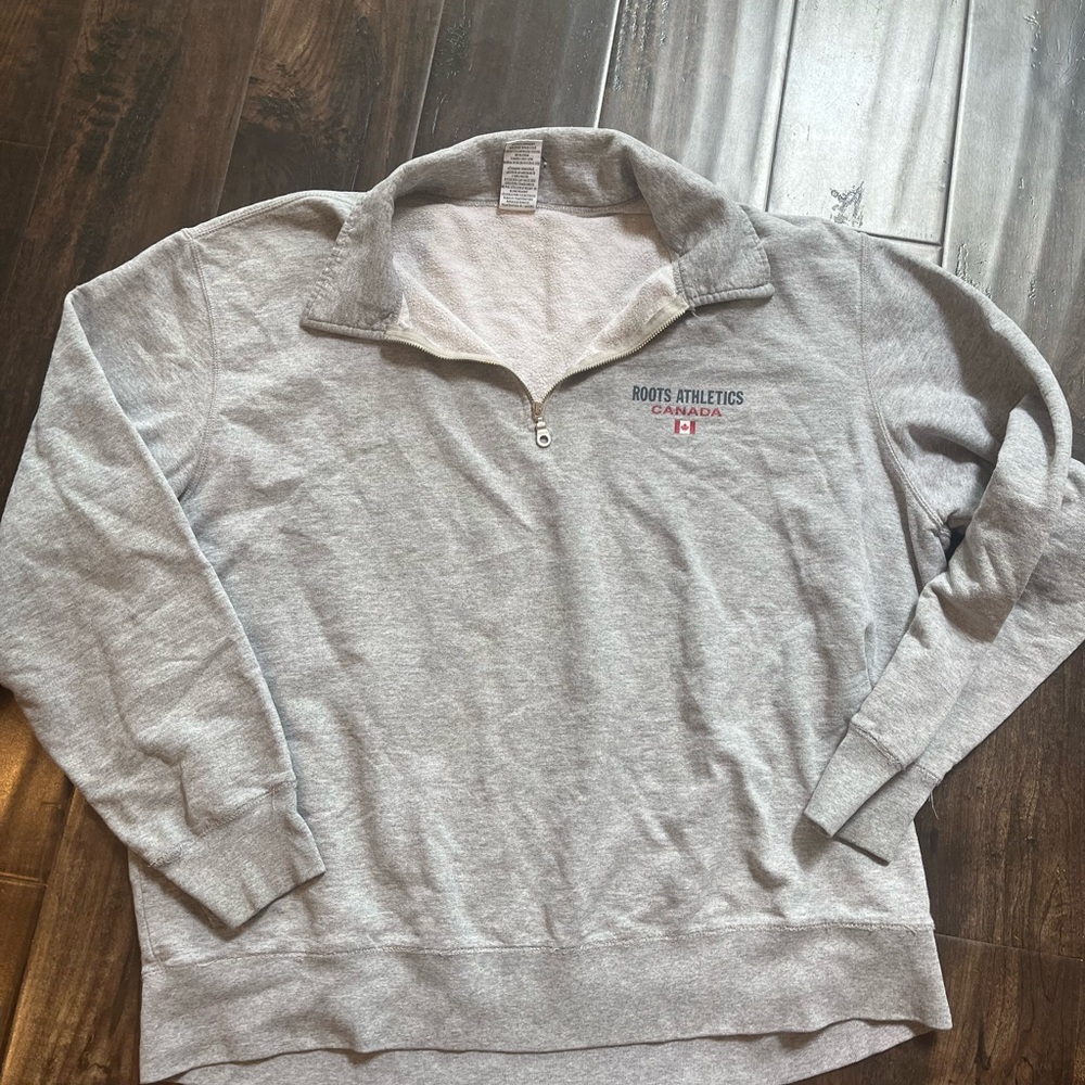 Vintage Roots Athletics Canada Gray Quarter Zip Sweater Mens XL